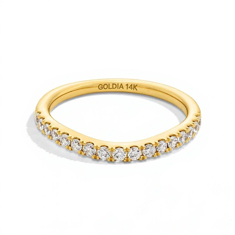 0.33 ct. Gesamtgewicht Memoire-Ring mit Labordiamanten in 14K Gelbgold (F/VS2)