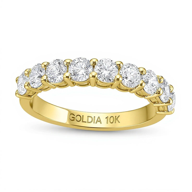 1,25 ct. Gesamtgewicht Diamant Ring mit neun Steinen in 10K Gelbgold (I/I2)