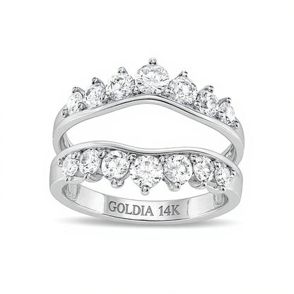 1.5 ct. Gesamtgewicht Diamant Krone Solitär Enhancer Ring in 14K Weißgold