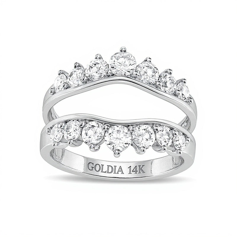 1.5 ct. Gesamtgewicht Diamant Krone Solitär Enhancer Ring in 14K Weißgold