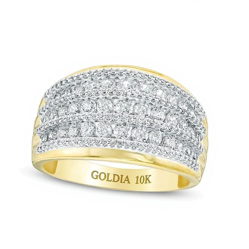 1.0 ct. Gesamtgewicht Diamant Ring mehrreihig abgestuft in 10K Gelbgold