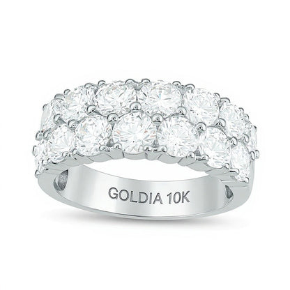 3.0 ct. Gesamtgewicht Diamant Memoire-Ring zweireihig in 10K Weißgold