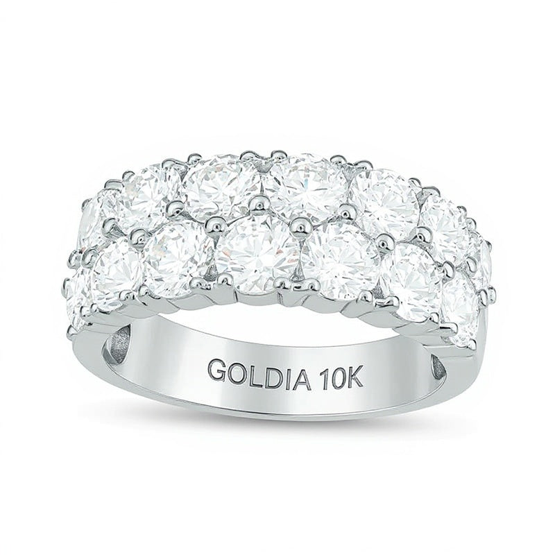 3.0 ct. Gesamtgewicht Diamant Memoire-Ring zweireihig in 10K Weißgold