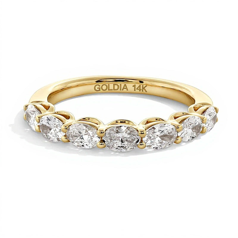 1.0 CT. Gesamtgewicht Memoire-Ring mit sieben ovalen Labordiamanten in 14K Gelbgold (F/VS2)
