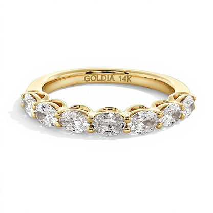 1.0 CT. Gesamtgewicht Memoire-Ring mit sieben ovalen Labordiamanten in 14K Gelbgold (F/VS2)