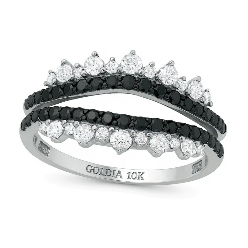 0.75 CT. Gesamtgewicht behandelter schwarzer und weißer Diamant Tiara-Stil Solitär-Enhancer in 10K Weißgold
