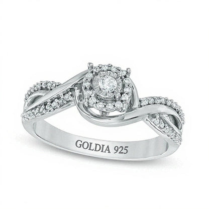 0.25 ct. Gesamtgewicht Diamant-Freundschaftsring mit gedrehtem Ringschienen-Design aus rhodiniertem Sterlingsilber