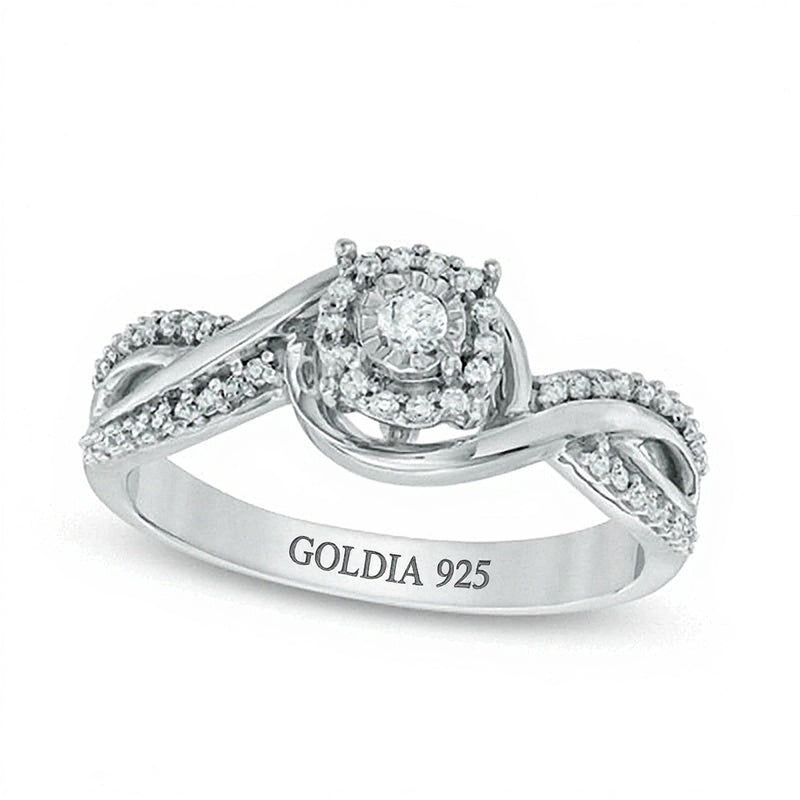 0.25 ct. Gesamtgewicht Diamant-Freundschaftsring mit gedrehtem Ringschienen-Design aus rhodiniertem Sterlingsilber