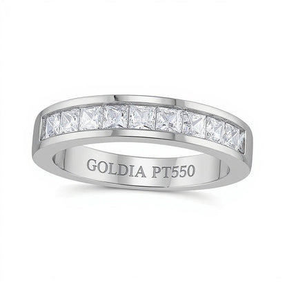 1.0 CT. TW Diamant-Ehering im Princess-Schliff mit neun Steinen in Platin (H/VS2)