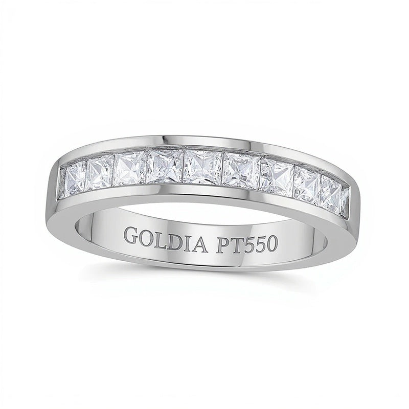 1.0 CT. TW Diamant-Ehering im Princess-Schliff mit neun Steinen in Platin (H/VS2)