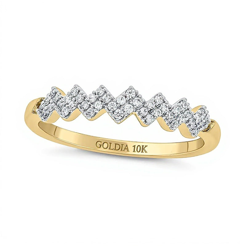 0.17 ct. Gesamtgewicht Diamant Zickzack-Ring aus 10K Gelbgold