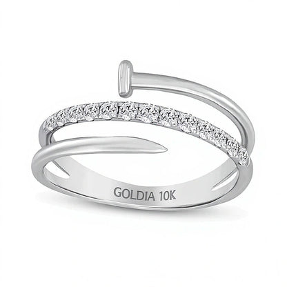 0.33 ct. Gesamtgewicht Diamant Spiral-Nagel-Ring Fashion in 10K Weißgold