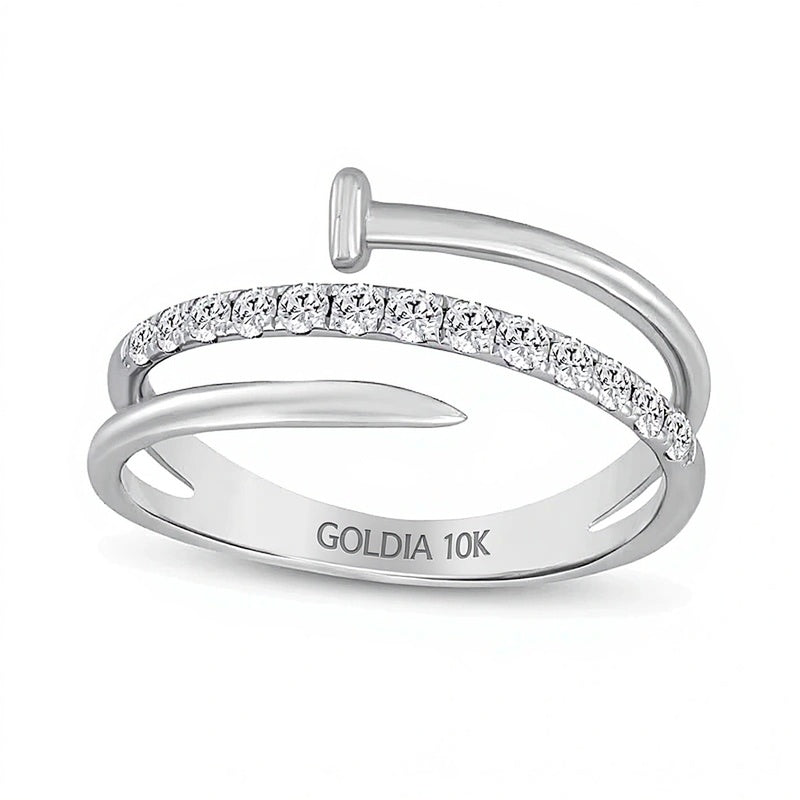 0.33 ct. Gesamtgewicht Diamant Spiral-Nagel-Ring Fashion in 10K Weißgold