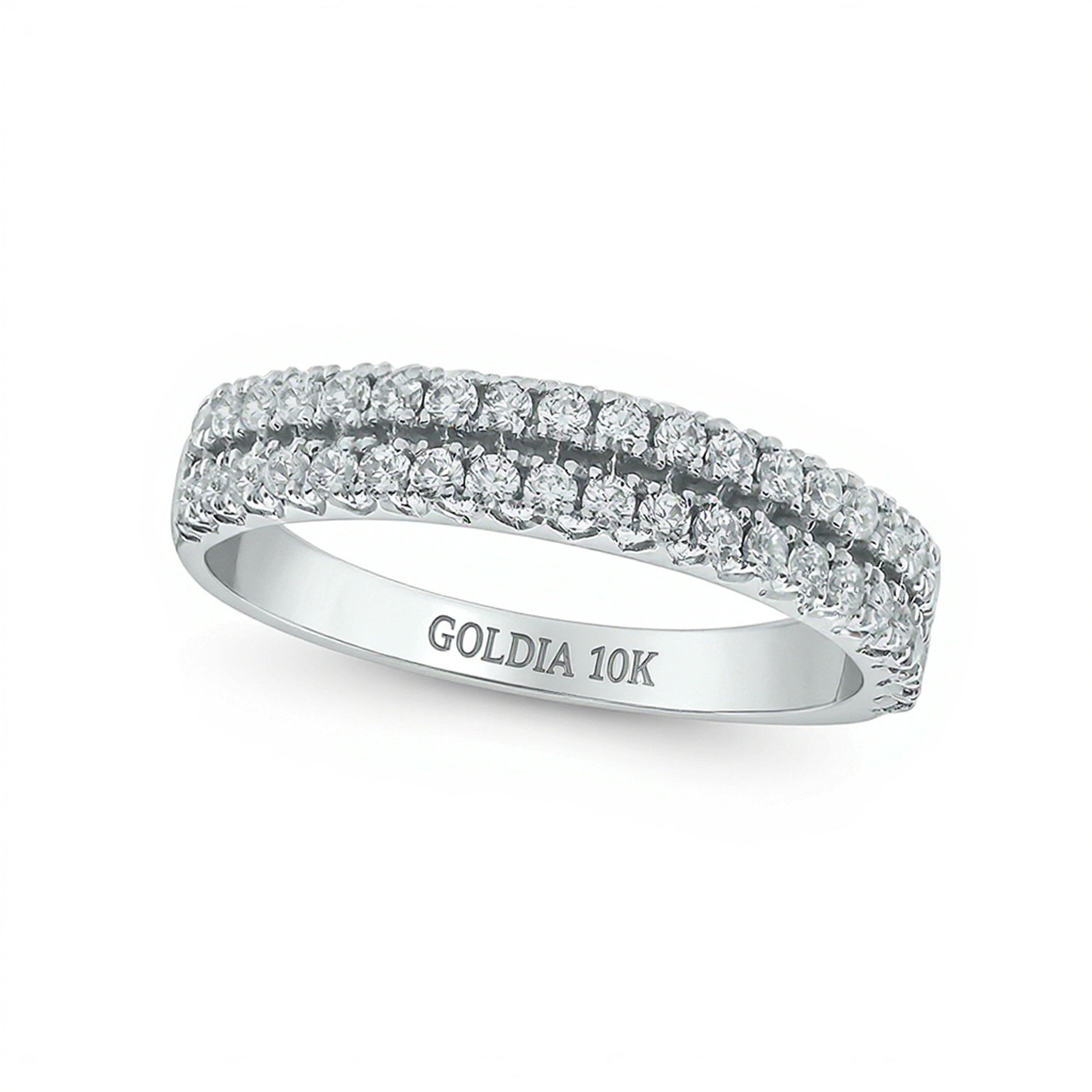 0.5 ct. Gesamtgewicht Diamant Memoire-Ring zweireihig in 10K Weißgold