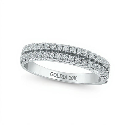 0.5 ct. Gesamtgewicht Diamant Memoire-Ring zweireihig in 10K Weißgold