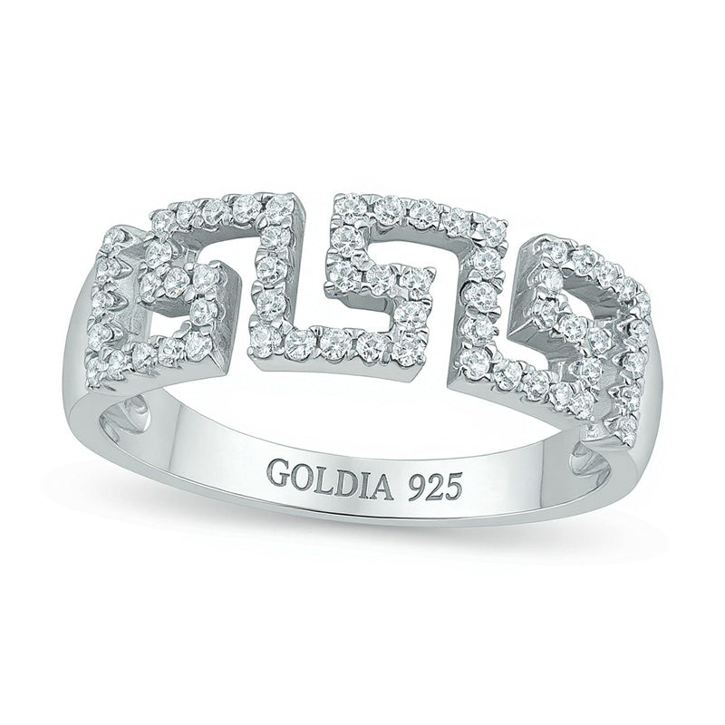 0.33 ct. Gesamtgewicht Diamant Ring mit Greek-Key-Cutout aus rhodiniertem Sterlingsilber