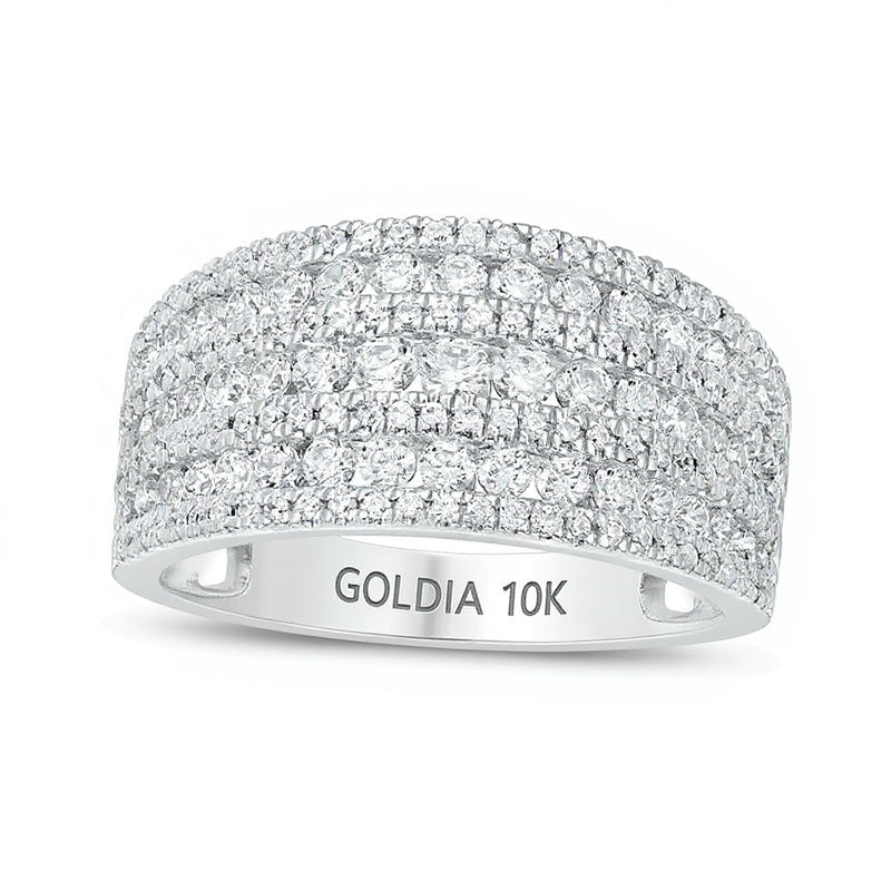 Mehrreihiger Ring mit Diamanten 1.25 ct. Gesamtgewicht in 10K Weißgold