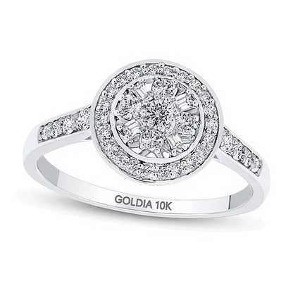 0,38 ct. Gesamtgewicht Ring mit mehreren Diamanten in 10K Weißgold
