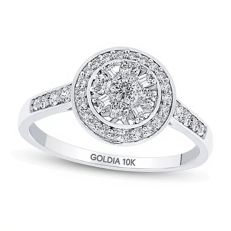 0,38 ct. Gesamtgewicht Ring mit mehreren Diamanten in 10K Weißgold