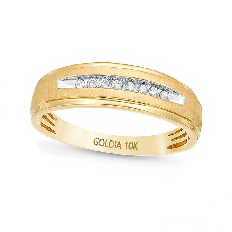 0.1 ct. Gesamtgewicht Diamant Ehering in 10K Gelbgold