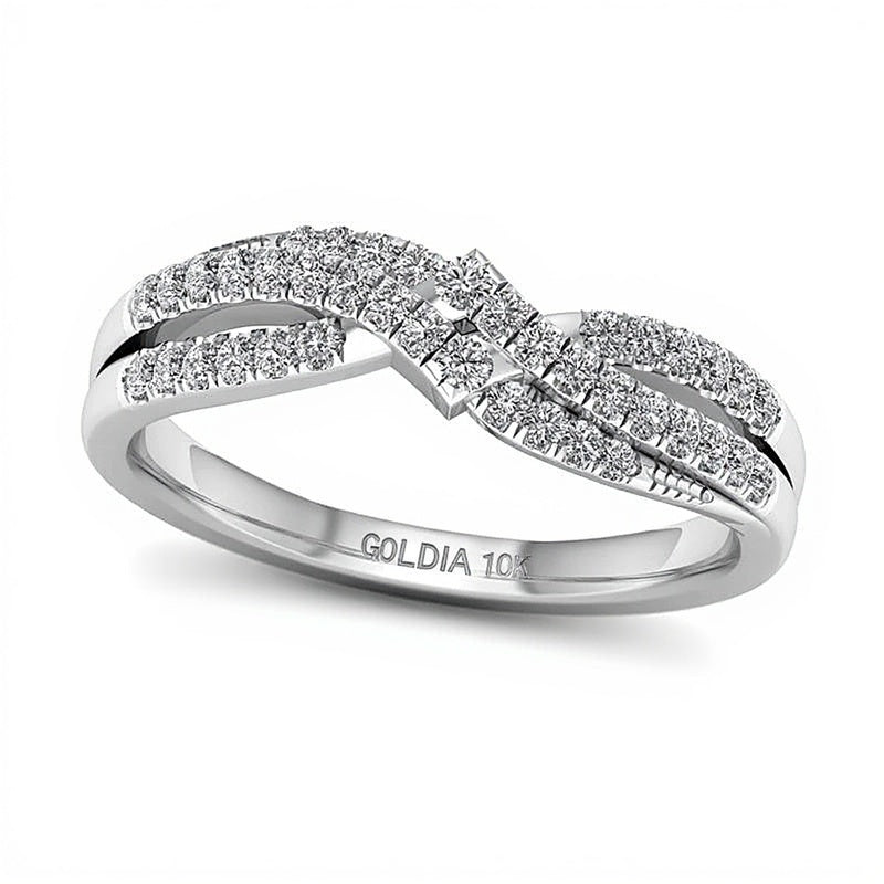 0,33 ct. Gesamtgewicht Diamant Memoire-Ring im Crossover-Design in 10K Weißgold
