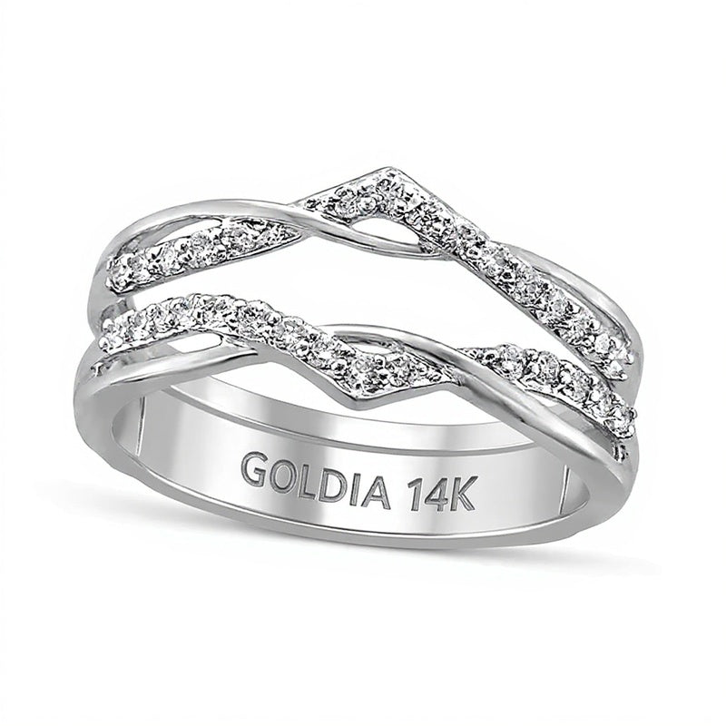 0.25 ct. Gesamtgewicht Diamant Crossover Chevron Solitär-Enhancer Ring in 14K Weißgold