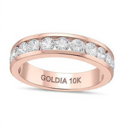 1,5 ct. Gesamtgewicht Diamant Ring mit elf Steinen kanalgefasst in 10K Roségold (I/I2)