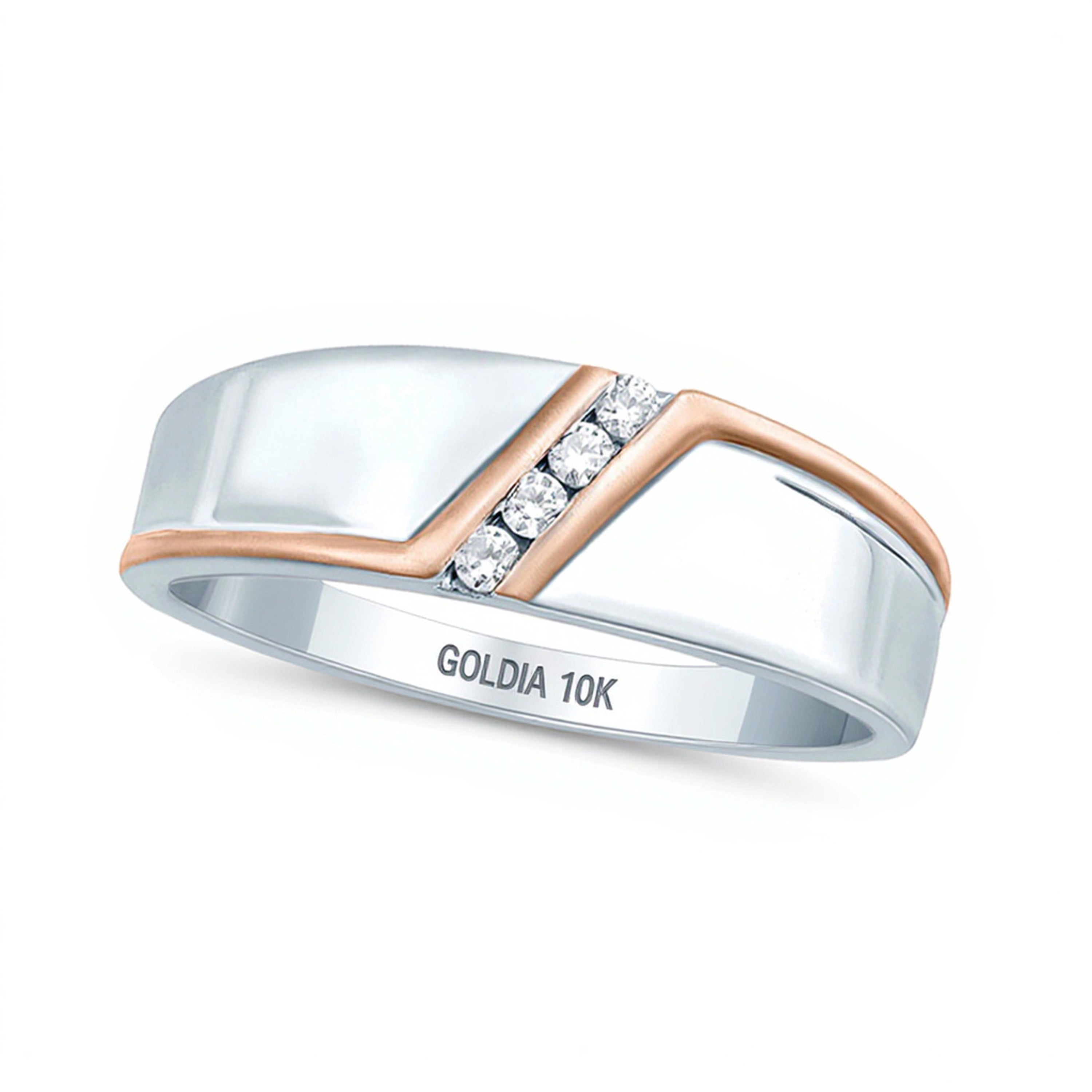 0.1 ct. Gesamtgewicht Diamant Vier-Stein Bypass Ehering in 10K Two-Tone Gold