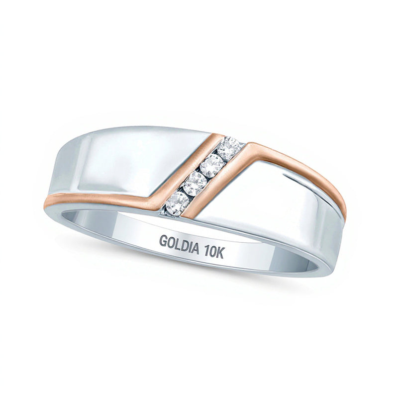 0.1 ct. Gesamtgewicht Diamant Vier-Stein Bypass Ehering in 10K Two-Tone Gold