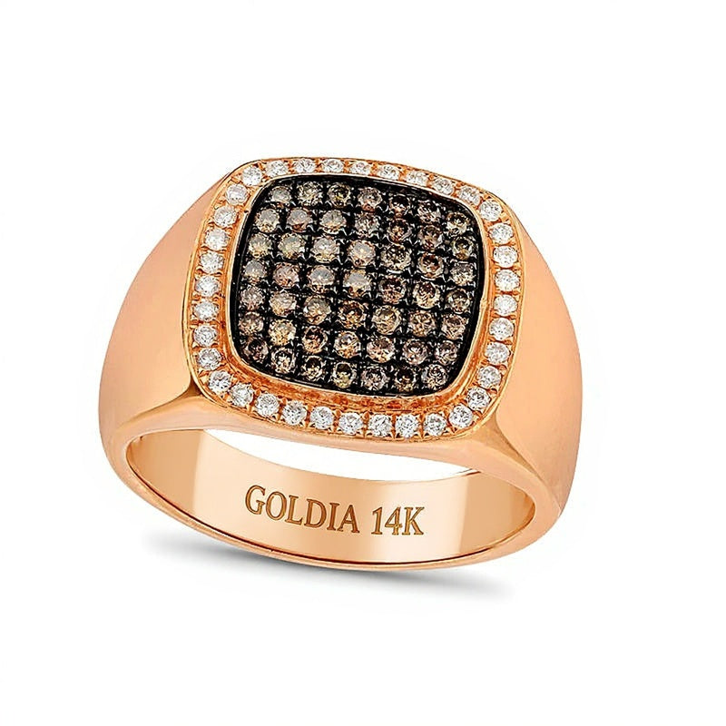 0,75 ct. Gesamtgewicht Champagner- und weiße Diamanten Komposit-Fashion-Ring in 14K Roségold