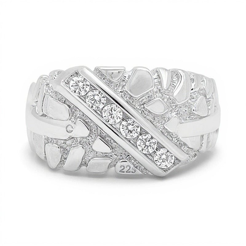 0,33 ct. Gesamtgewicht Diamant Nugget-Ring mit sechs Steinen in rhodiniertem Sterlingsilber