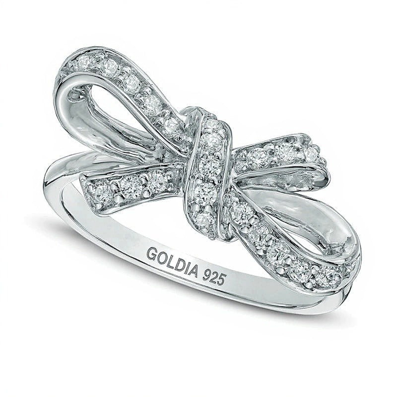 Fashion-Ring mit Schleife und Diamanten 0.25 ct. Gesamtgewicht in rhodiniertem Sterlingsilber