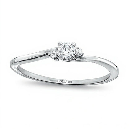0.17 ct. Gesamtgewicht Dreistein-Freundschaftsring mit Diamanten in 10K Weißgold