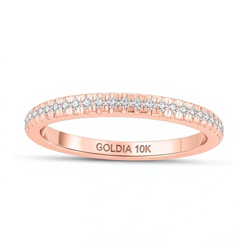 Memoire-Ring mit Diamanten 0.17 ct. Gesamtgewicht in 10K Roségold