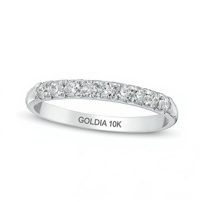 Memoire-Ring mit 0,38 ct. Gesamtgewicht und neun weißen Diamanten im Rundschliff in 10K Weißgold