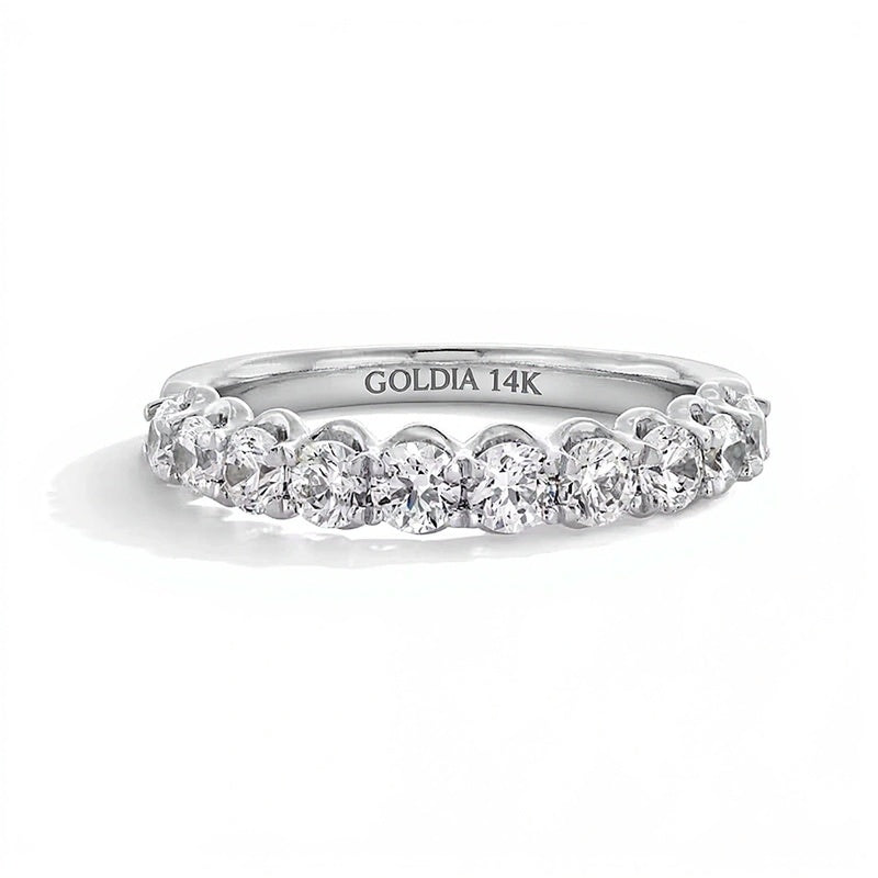 1.0 CT. Gesamtgewicht Diamant Memoire-Ring mit Muschelrand in 14K Weißgold (G/I1)