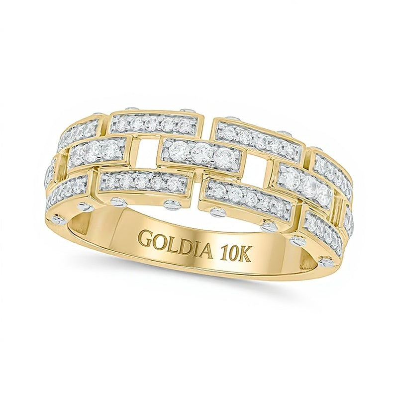 0.5 ct. Gesamtgewicht Diamant-Ring mit versetztem Blockmuster und offener Ringschiene in 10K Gold zweifarbig, Fashion für Damen