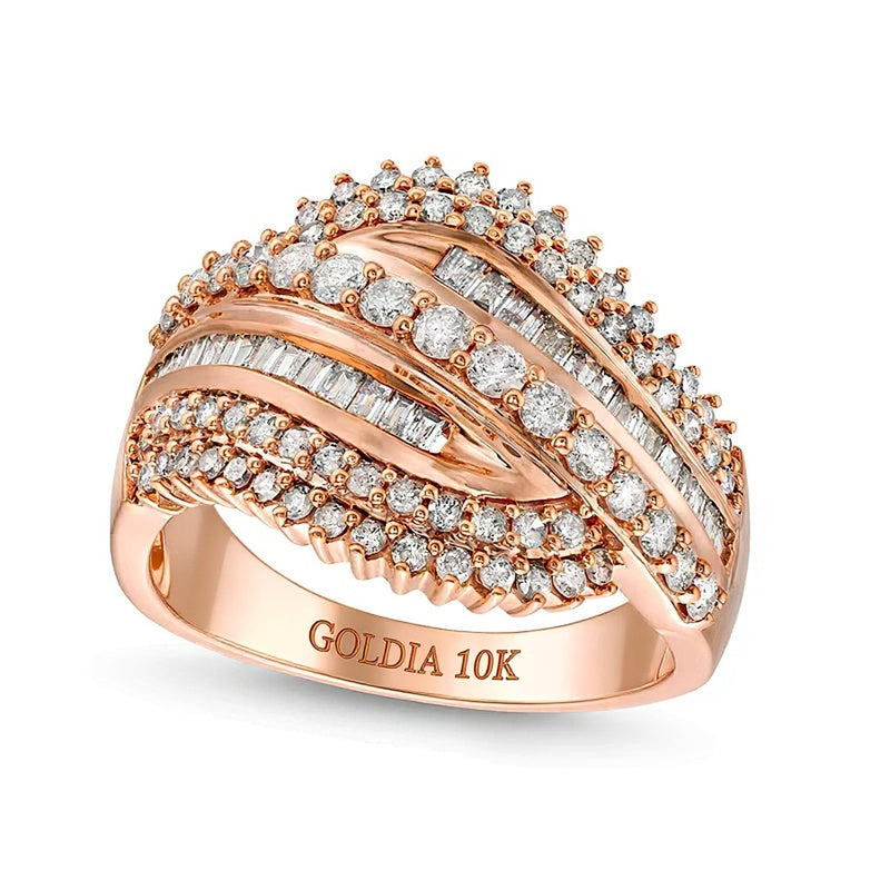 1.0 ct. Gesamtgewicht Diamant-Ring mit wellenförmigem Design in 10K Roségold