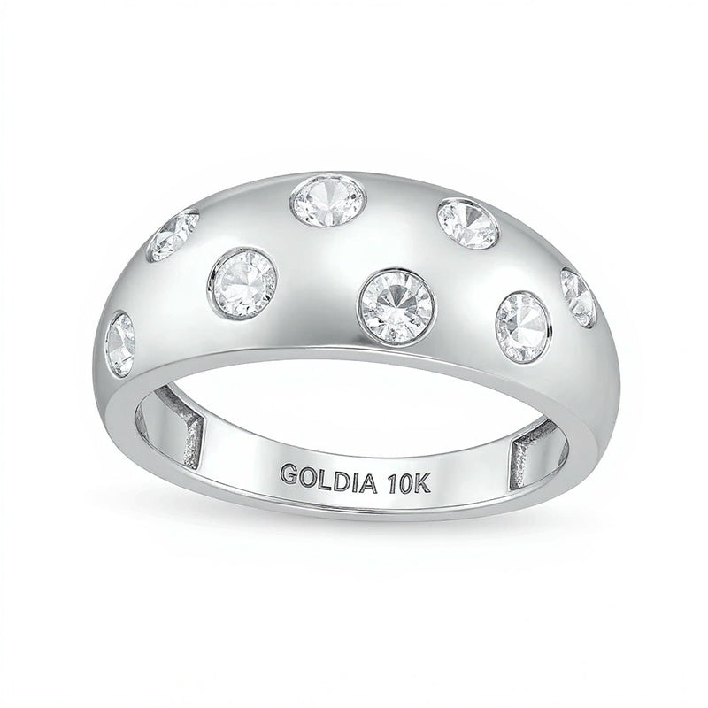 0.5 ct. Gesamtgewicht Diamant-Ring mit Bubbles-Design in 10K Weißgold