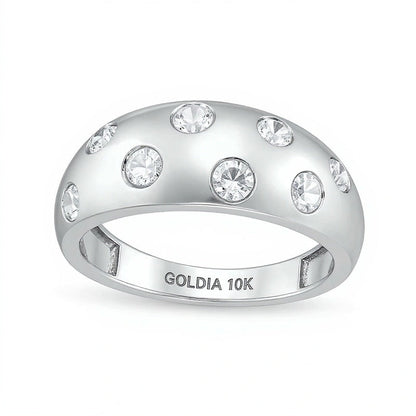 0.5 ct. Gesamtgewicht Diamant-Ring mit Bubbles-Design in 10K Weißgold