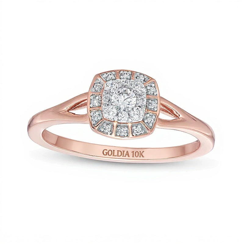 0.2 ct. Gesamtgewicht Freundschaftsring für Damen mit Diamanten im Kissenschliff und runden Diamanten in 10K Roségold