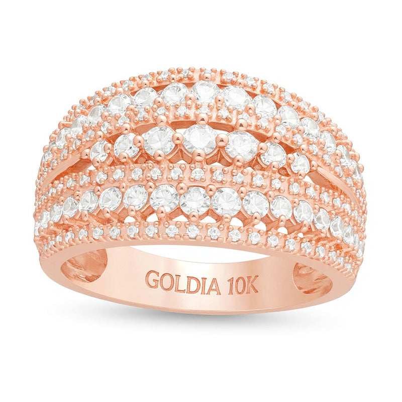 Mehrreihiger Ring mit Diamanten 1.25 ct. Gesamtgewicht in 10K Roségold