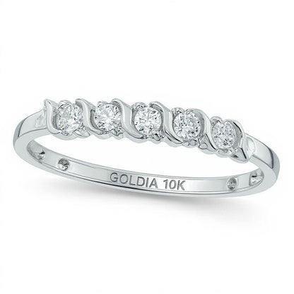 0.2 ct. Gesamtgewicht Diamant Fünfstein-Ehering in 10K Weißgold
