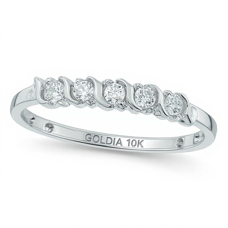 0.2 ct. Gesamtgewicht Diamant Fünfstein-Ehering in 10K Weißgold