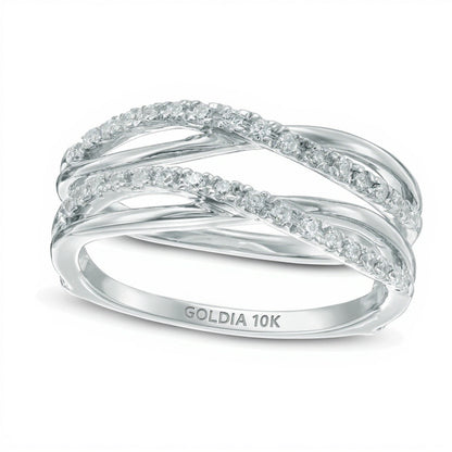0.25 ct. Gesamtgewicht Diamant Doppel-Crossover Solitär-Enhancer Ring in 10K Weißgold