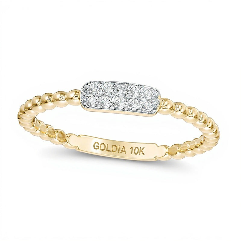 0,07 ct. Gesamtgewicht Komposit-Diamant Stackable Ring mit Baguette-Perlrand in 10K Gelbgold