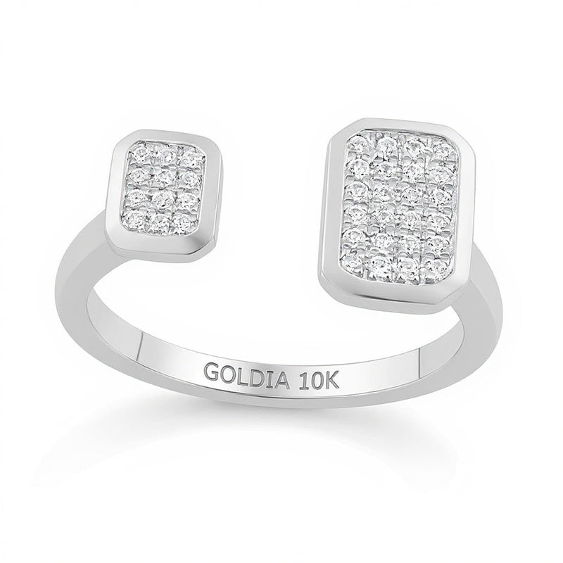 0.17 ct. Gesamtgewicht achteckiger Multi-Diamant Ring mit offener Schiene in 10K Weißgold