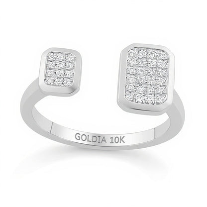 0.17 ct. Gesamtgewicht achteckiger Multi-Diamant Ring mit offener Schiene in 10K Weißgold
