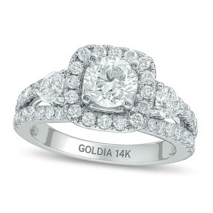 2.2 ct. Gesamtgewicht Diamant Dreistein-Verlobungsring in 14K Weißgold (I/I1)