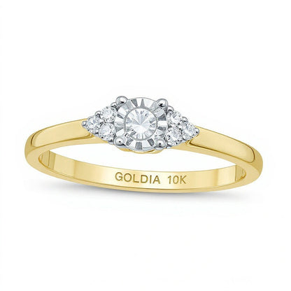 0.1 ct. Gesamtgewicht Diamant Freundschaftsring im Marquise-Schliff in 10K Gelbgold